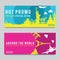 Bright and colorful promotion banner with pink and blue color for World travel,silhouette art design