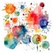 Bright colorful watercolor splashes splatters stains brush strokes. white background. Modern vibrant aquarelle spots. Rainbow