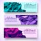 Bright colors set banners polygonal low poly