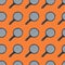 Bright contrast seamless kitchen pattern with pans figures. Dishware grey elements on orange background. Fry dood artwork