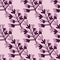 Bright contrast seamless loral design with black branch silhouettes. Lilac background