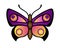 Bright, contrasting butterfly in purple, violet and pink colors. A luxurious vector butterfly insect is a symbol of spring