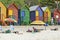 Bright Crayon-Colored Beach Huts at St James, False Bay on Indian Ocean, outside of Cape Town, South Africa