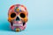 Bright creative skull sugar loaf is made in Mexican traditions.