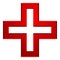 Bright cross as healthcare, first aid icon or logo