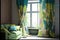 bright curtains with jungle patterns for decor in house interior design