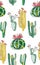 Bright cute beautiful abstract lovely mexican tropical floral herbal summer green set