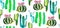 Bright cute beautiful abstract lovely mexican tropical floral herbal summer green set of a cactus paint like child vector illustra