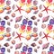 Bright cute graphic lovely beautiful wonderful summer fresh marine beach ocean colorful pattern of sea shells, starfishes, flip fl