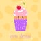 Bright, cute illustration of cupcake