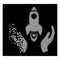 Bright Damaged Dotted Halftone Space Rocket Care Hands Icon