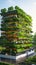 Bright daytime view of vertical farm exterior, emphasizing innovative farming