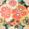 Bright delicate flowers on red seamless pattern