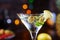 Bright delicious glass of cold martinis with