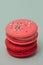 Bright delicious macaroons. French sweets. Pink cake