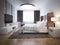 Bright design of contemporary bedroom
