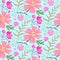 Bright doodle pink flowers summer pattern