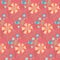 Bright doodle red floral summer pattern