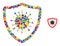 Bright Dotted Virus Shield Icon Random Mosaic