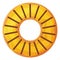 Bright doughnut with yellow glaze and mango No diet day symbol, unhealthy food, sweet fastfood, sugar snack, extra