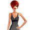 Bright drawing of a gorgeous red-haired Caucasian lady wear