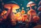 A bright enchanted forest with magical mushrooms. Generative AI