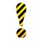 Bright exclamation mark in yellow and black stripes.