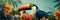 Bright exotic tropical bird toucan