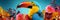 Bright exotic tropical bird toucan