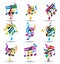 Bright expressive jolly musical notes and symbols on wh