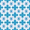 Bright and eye-catching design with symmetrical sunflower motifs on blue background, suitable for repeat