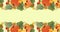 Bright fall border pattern with maple leaves, berries and pumpkin.Thanksgiving holiday autumn design.