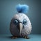 Bright Feathered Bird Figurine With Blue Feathers And Eyes