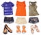 Bright female summer clothes collage. Teenager wear set.