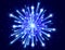 Bright firework. Color neon firework in the night sky. New Year background. Celebration design. Blue star burst. Vector