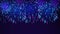 Bright fireworks in the night sky with stars. Beautiful festive sky for bright design. Colorful fireworks on a dark blue