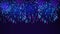 Bright fireworks in the night sky with stars. Beautiful festive sky. Colorful fireworks on a dark blue background. Animated