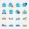 Bright flat insurance icons vector set