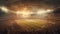 Bright floodlights illuminate crowded soccer championship game generated by AI