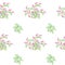 Bright floral background of green leaves and pink flowers. Baby texture on a white background. Vector illustration.