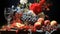 Bright floral fruit still life on the table