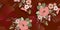 Bright floral pattern for fabric design. Decorative flower hibiscus in pink tones on a red-brown background with pink dots