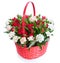 Bright flower bouquet in basket