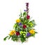 Bright flower bouquet in basket