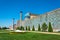 Bright flowerbeds sheltered from the scorching sun, Samarkand, U