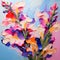 Bright Flowers On Blue: Organic Sculpting In Hyper-realistic Oil
