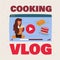 Bright flyer inscription cooking vlog cartoon
