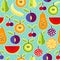 Bright fruit seamless pattern with white contour