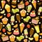 Bright fruit and sweet seamless pattern on black