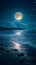 Bright full moon night, serene sea landscape, captivating nocturnal beauty